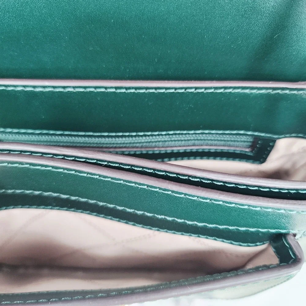 Michael Kors Sloan Editor Dark Green Leather Crossbody Bag Gold Hardware NWOT